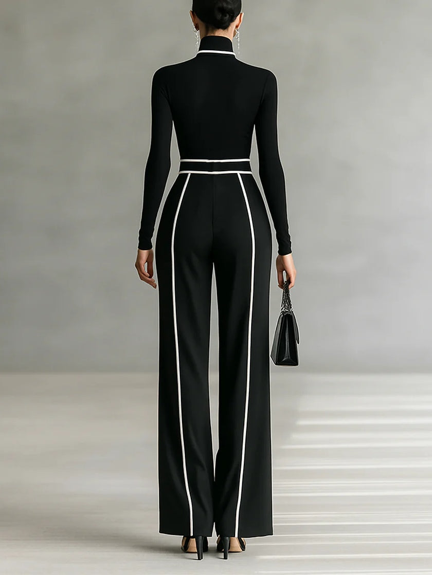 High-Neck Belted Pants Set