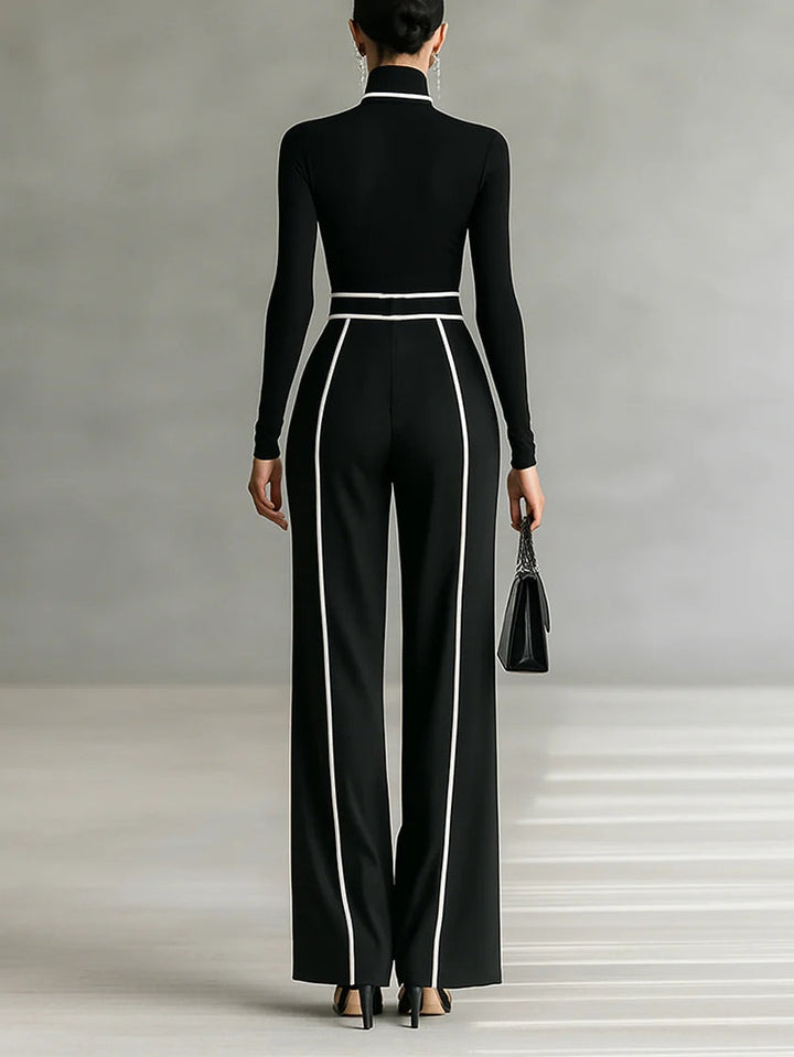 High-Neck Belted Pants Set
