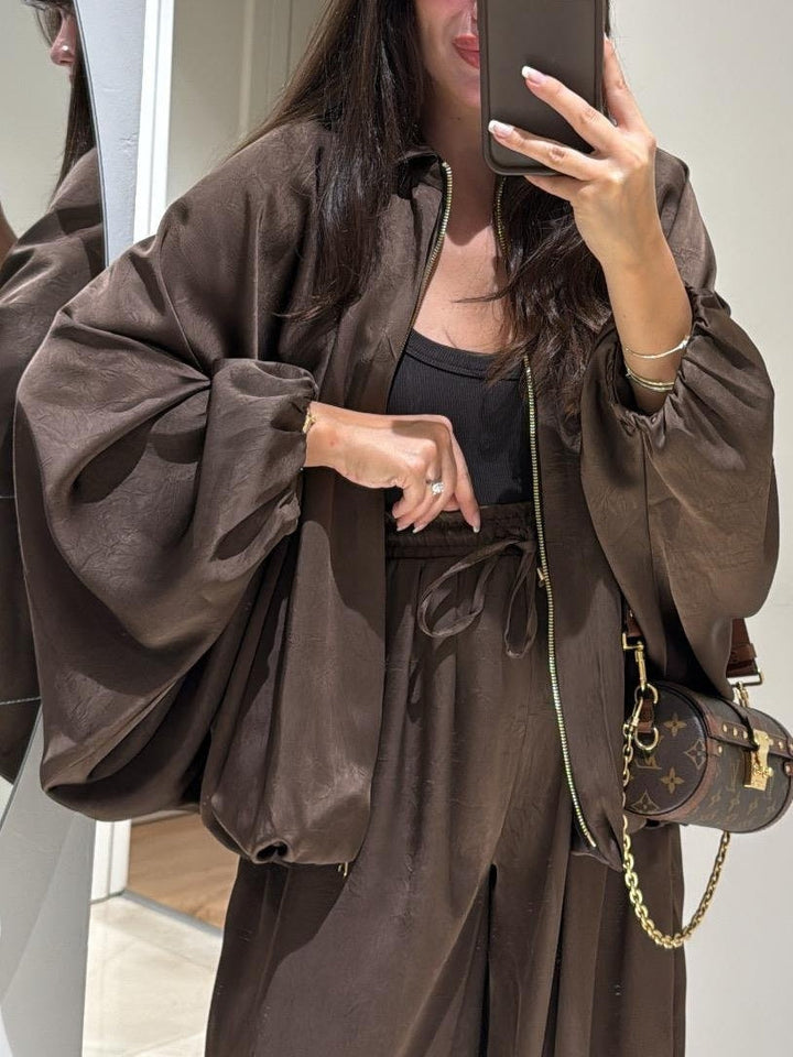 Conjunto de chaqueta casual y pantalón con cordón