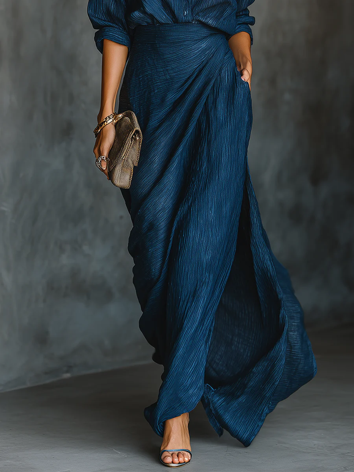 Elegant Shirt and Maxi Skirt Set