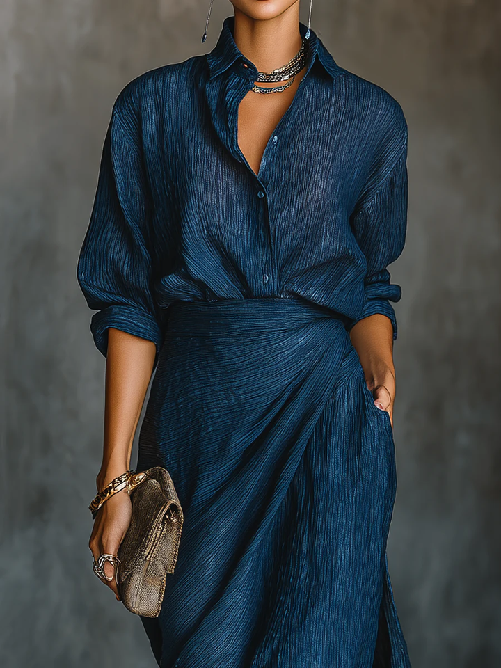 Elegant Shirt and Maxi Skirt Set