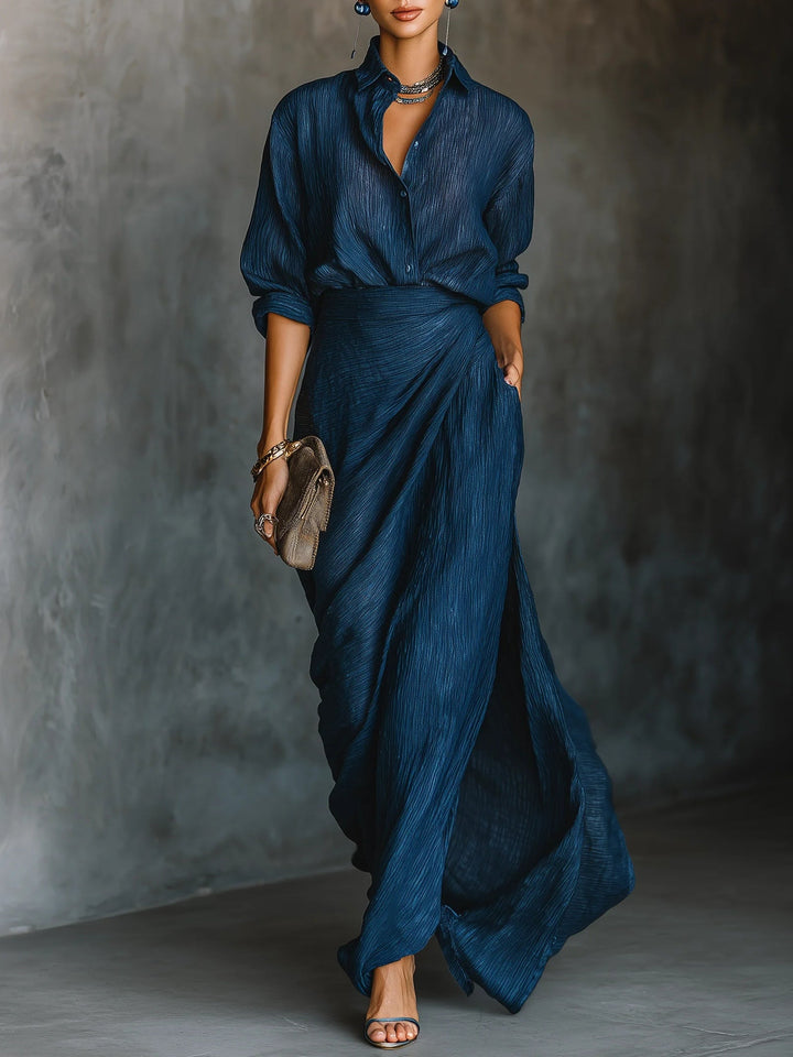 Elegant Shirt and Maxi Skirt Set