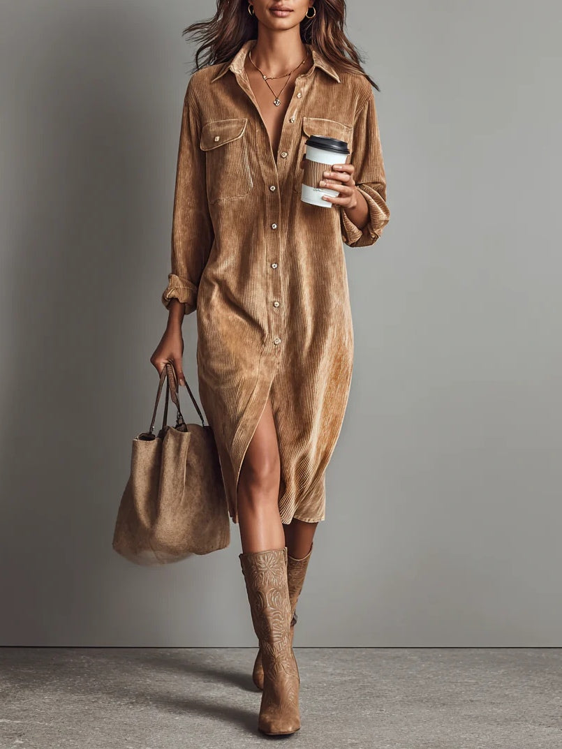 Chic Flared Hem Midi Dress