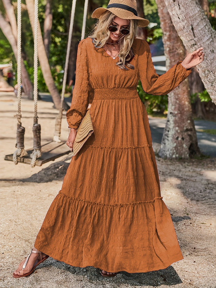 Lantern Sleeve Midi Dress