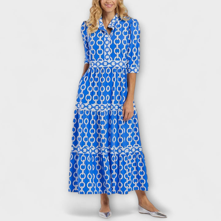 Vestido midi con estampado de cadenas