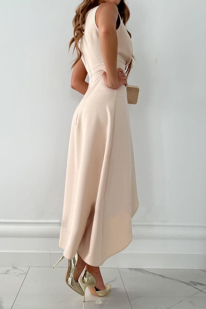 Vestido midi elegante cruzado con escote en V