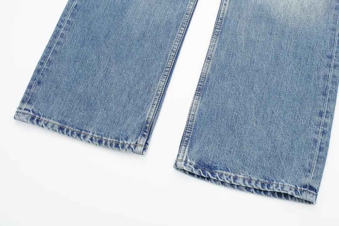 Women's Retro Practical Sleek Mid Waist Straight Leg Jeans