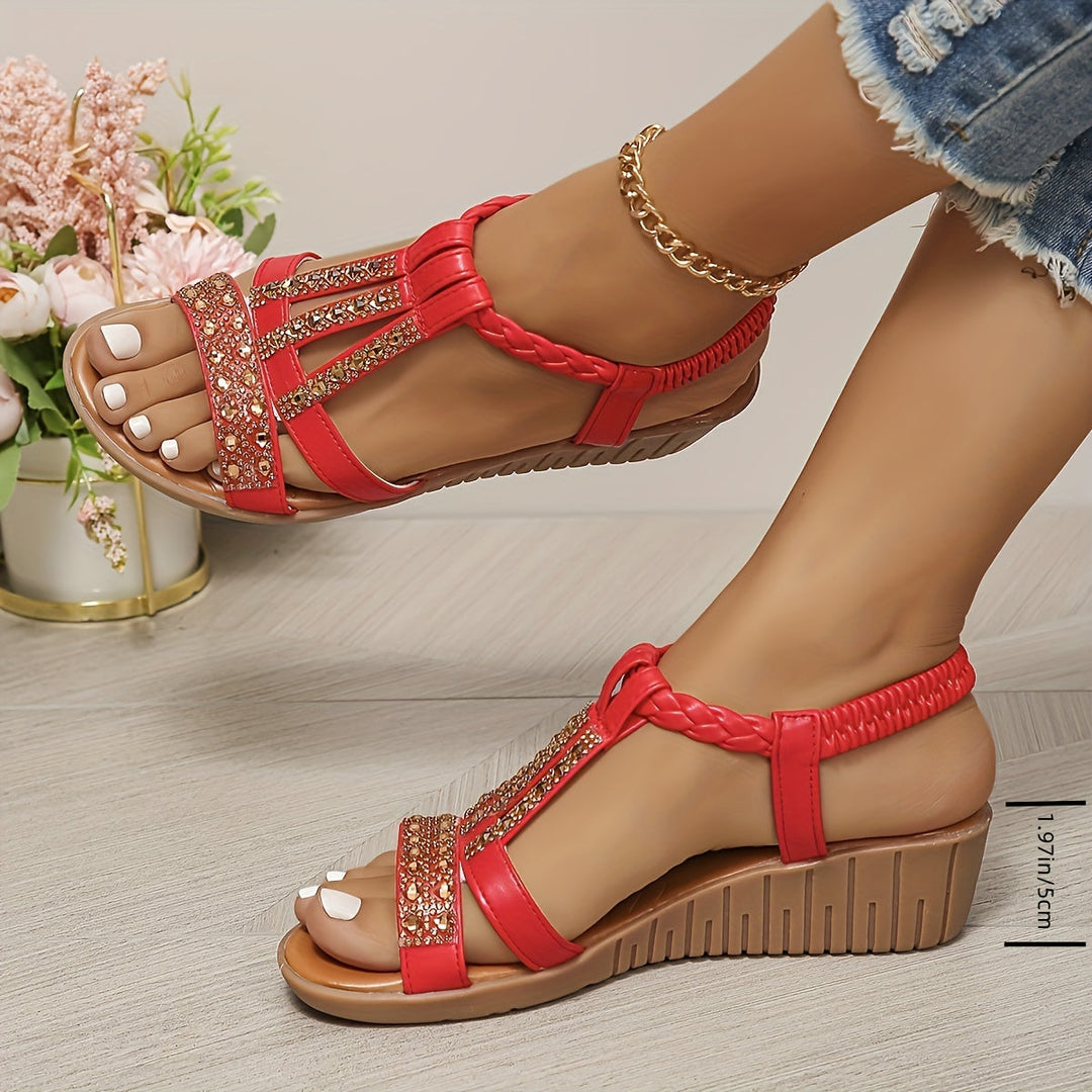 Rhinestone Woven Comfort Sandals