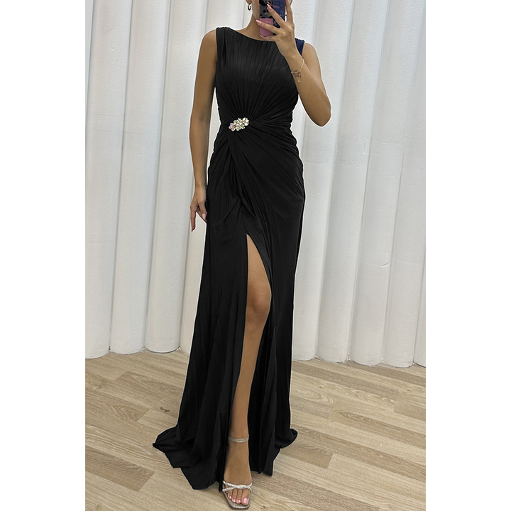 Pleated Maxi Evening Maxi Dress for Formal Occasions