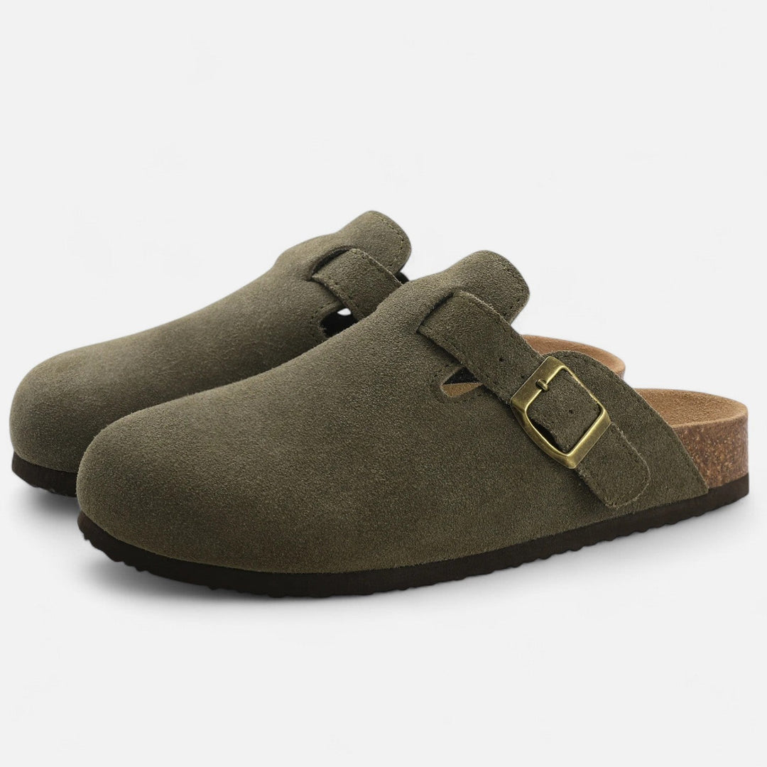 Zuecos de ante para hombre, modernos, para uso en casa, tipo mocasín sin cordones, ropa cómoda para estar en casa