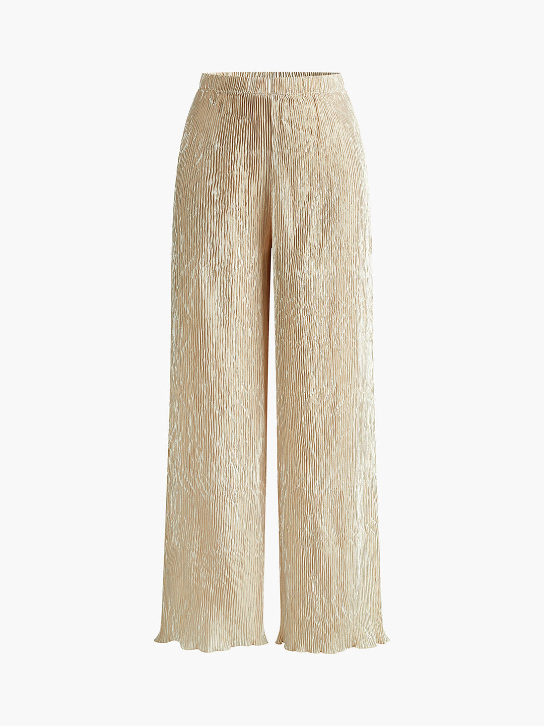 Halter Neck Pleated Top and Wide-Leg Pants Set
