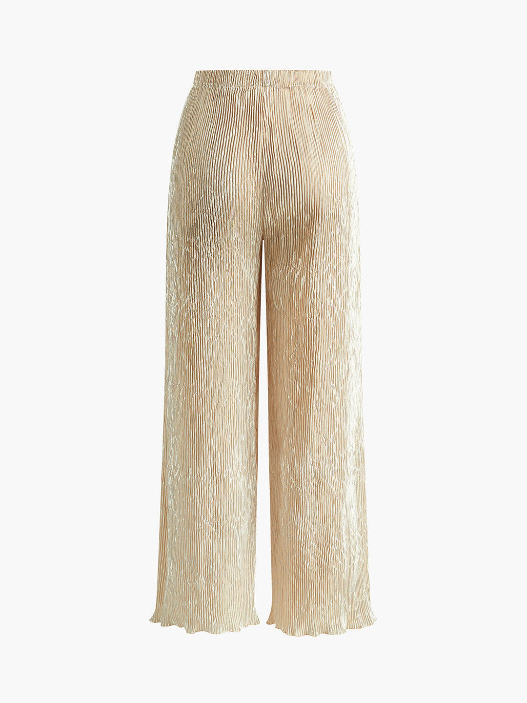 Halter Neck Pleated Top and Wide-Leg Pants Set