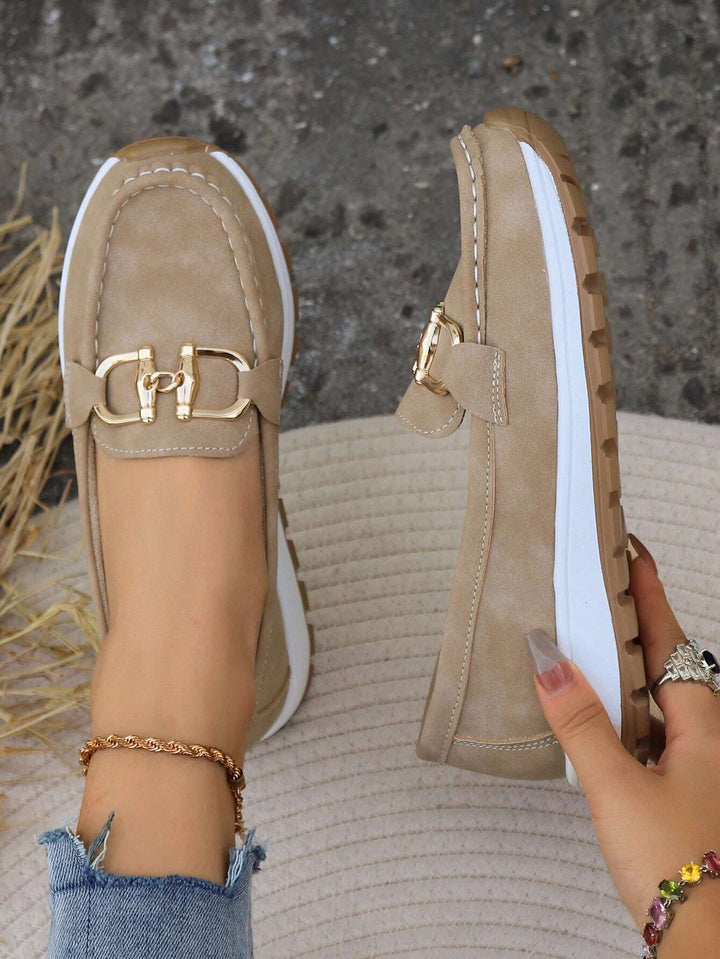 Gold Buckle Casual Loafers