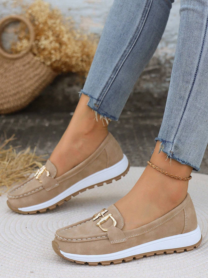 Gold Buckle Casual Loafers