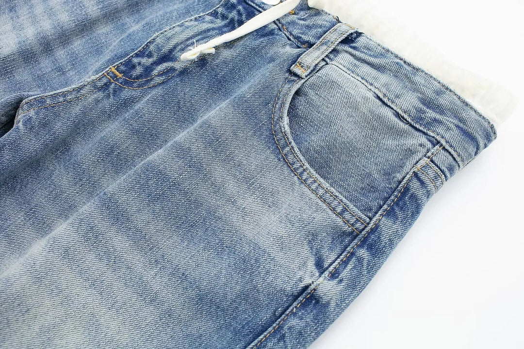 Women's Retro Practical Sleek Mid Waist Straight Leg Jeans