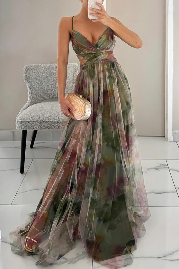 Vestido largo con estampado floral