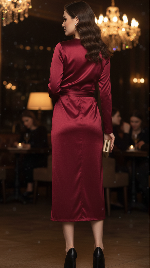 Vestido midi envolvente de celebración elegante para primavera para mujer