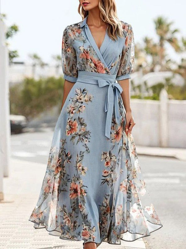 Vestido midi con escote en V
