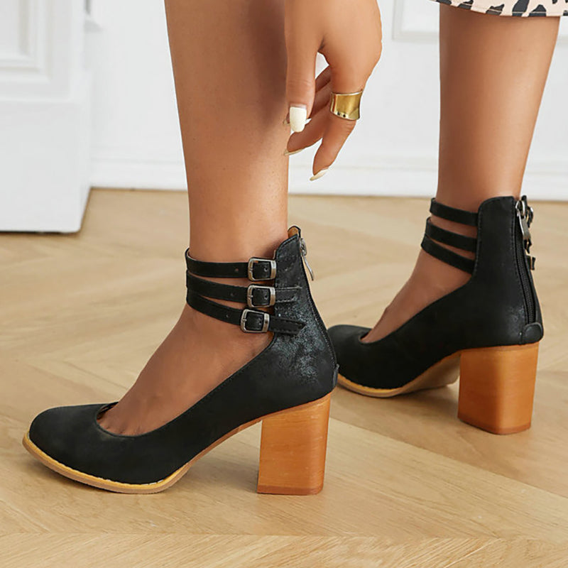 Ankle Strap Block Heel Sandals