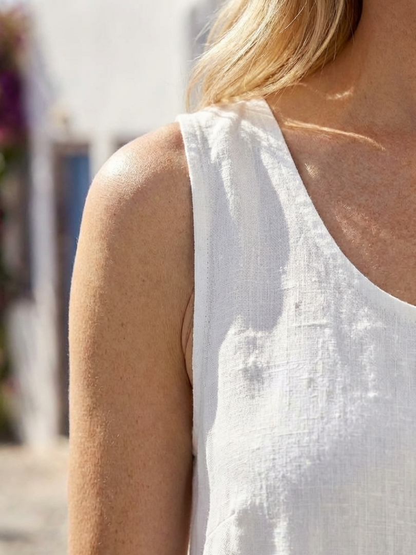 Vestido maxi sin mangas de cuello redondo y corte relajado