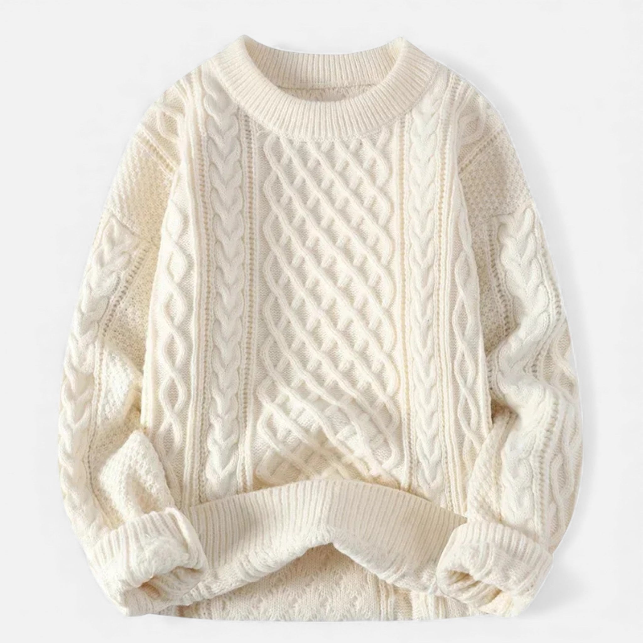 Women'S Slight-Stretch Knitted Cabled Sweater