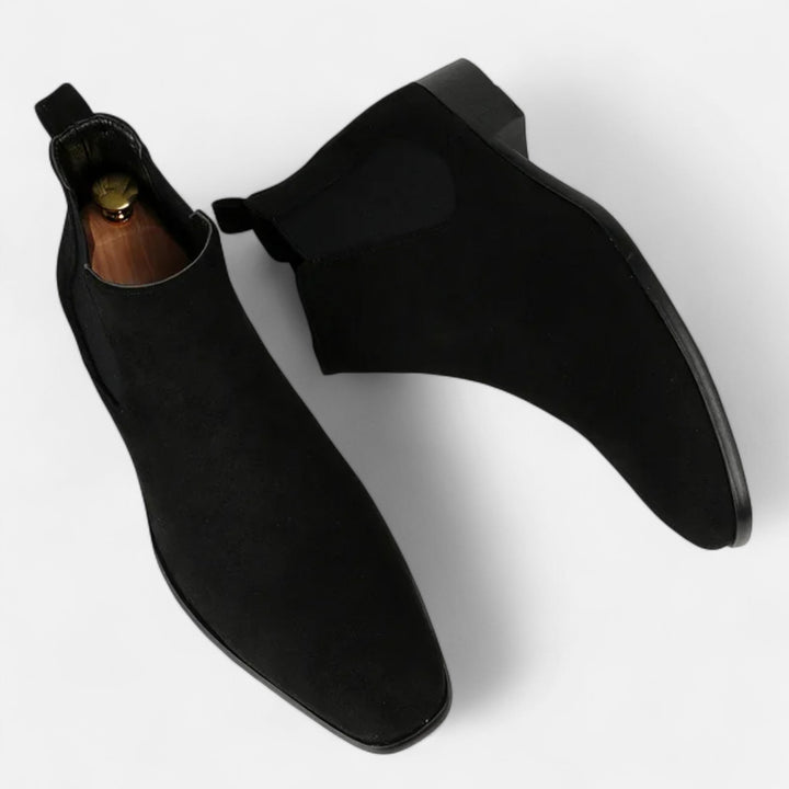 Men’s Modern Sleek Suede Square-Toe Chelsea Boots for Easy Slip-on Wear
