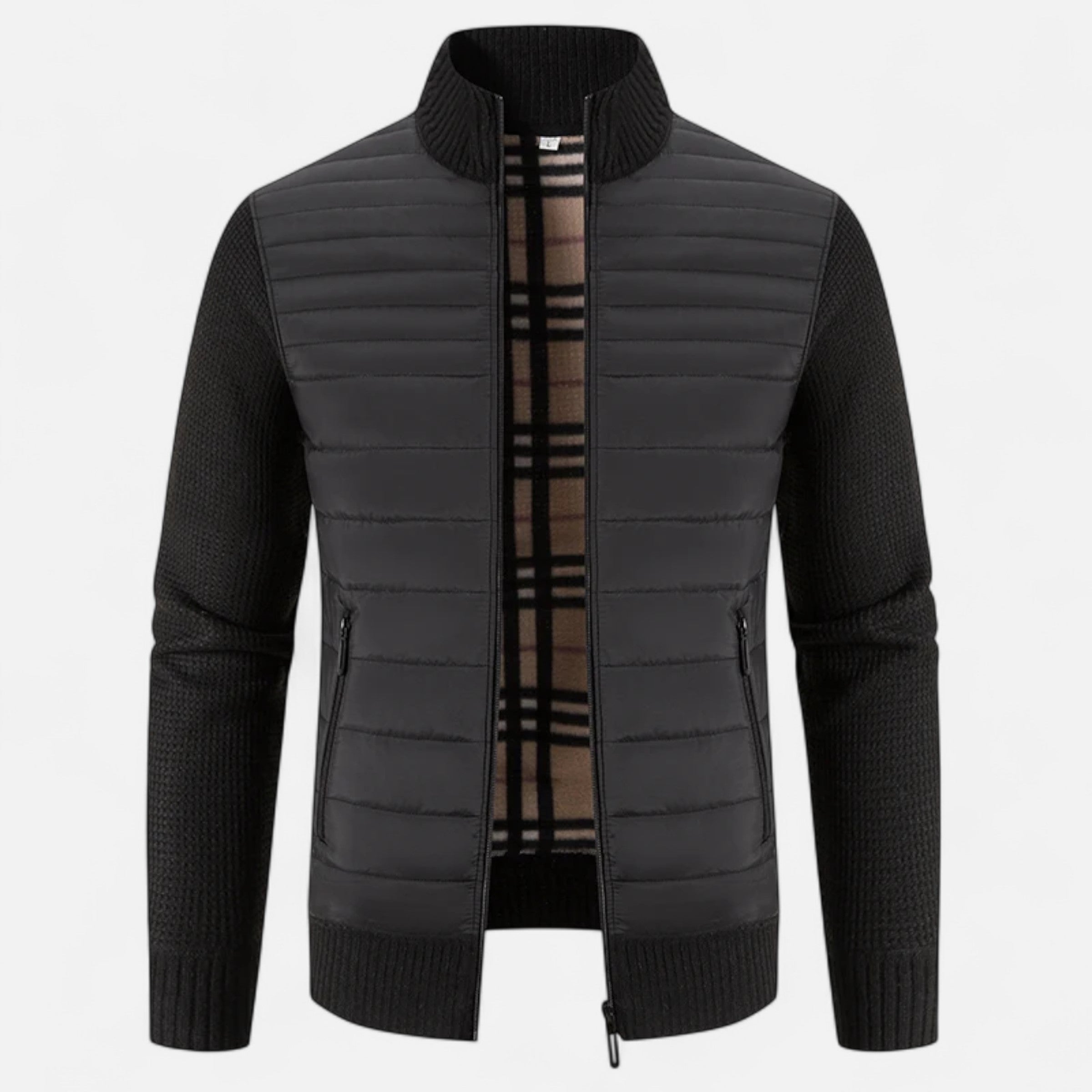 Men's Fleece Patchwork Stand-Collar Jacket