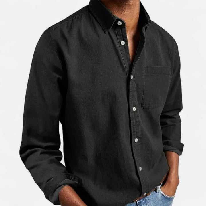 Camicia da uomo versatile elegante a maniche lunghe tinta unita