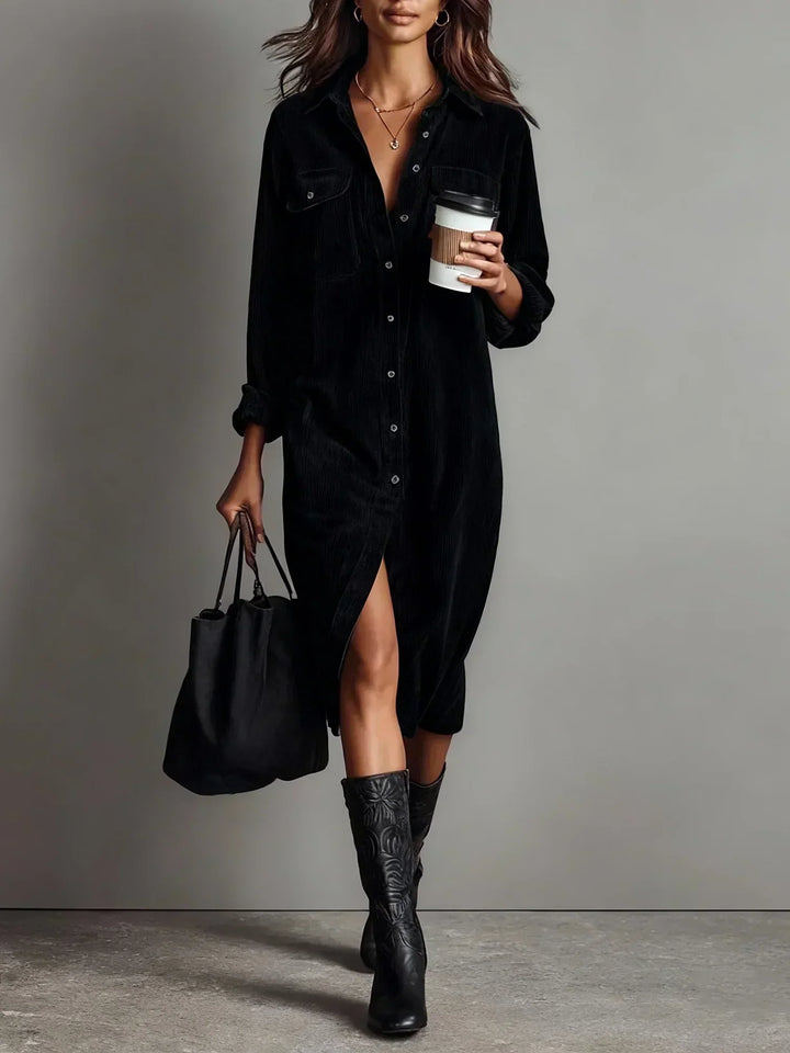 Chic Flared Hem Midi Dress