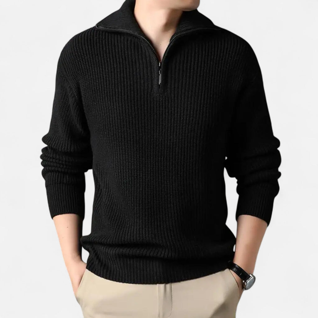 Maglione da uomo in misto lana con mezza cerniera