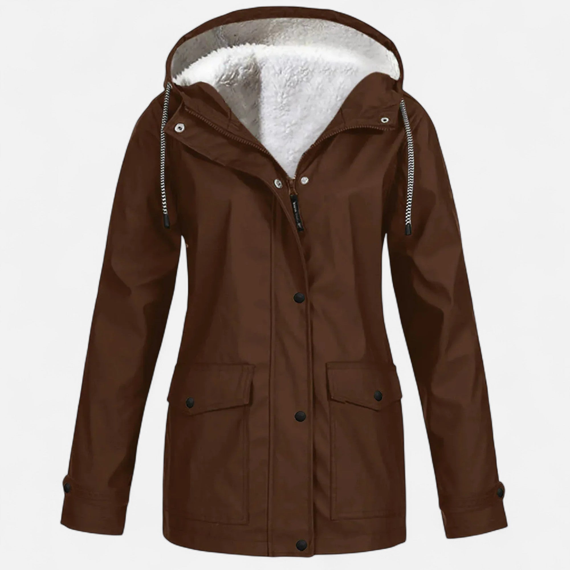 Women's Hooded Ski Coat in Plush Velvet Windproof