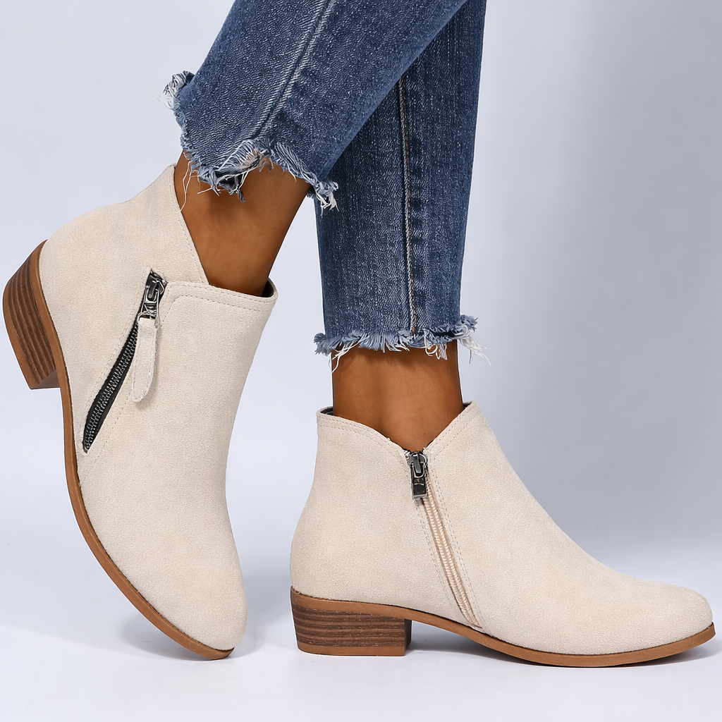 Side Zip Low Heel Boots