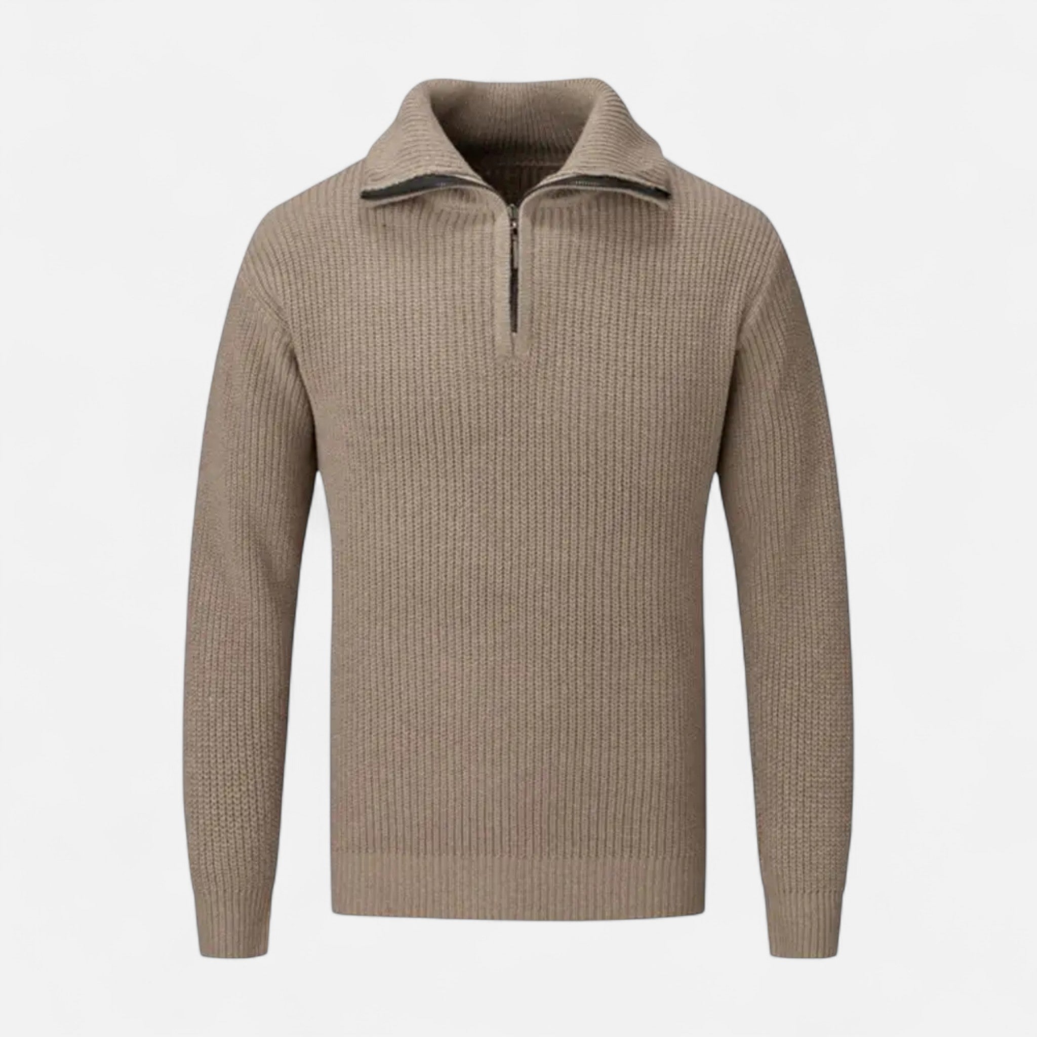 Maglione da uomo in misto lana con mezza cerniera