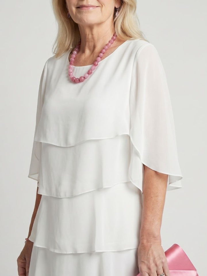 Tiered Flutter Sleeve Midi Dress