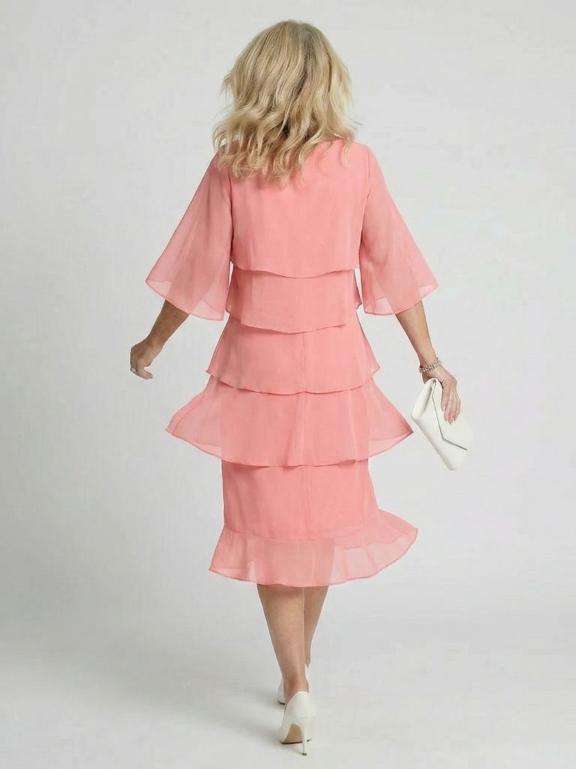 Tiered Flutter Sleeve Midi Dress