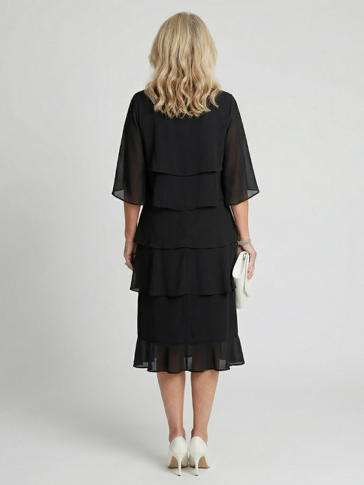 Tiered Flutter Sleeve Midi Dress