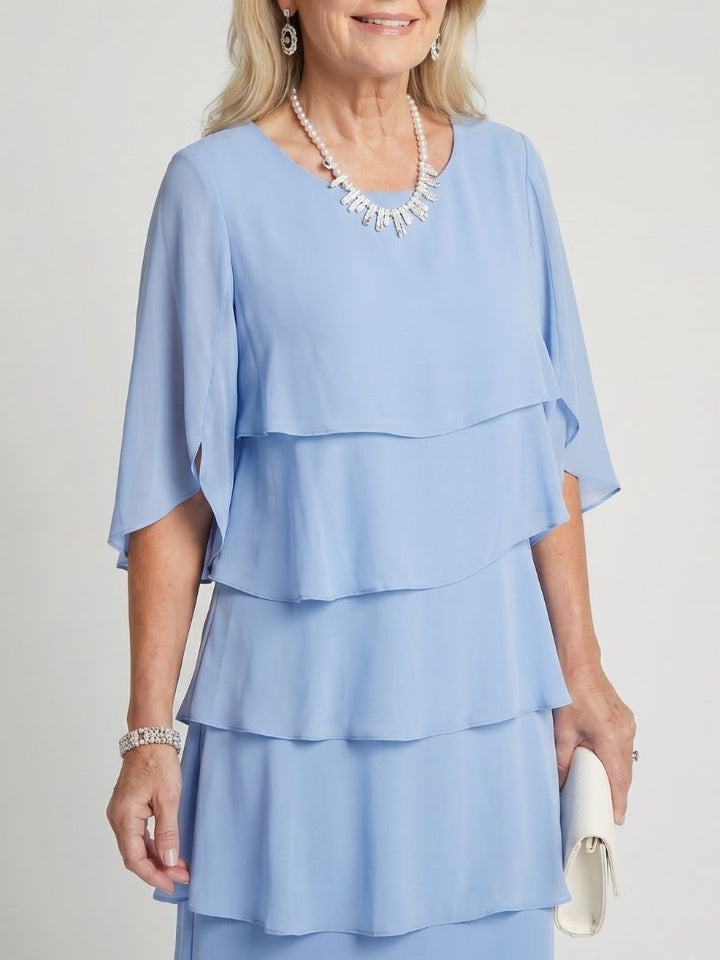 Tiered Flutter Sleeve Midi Dress