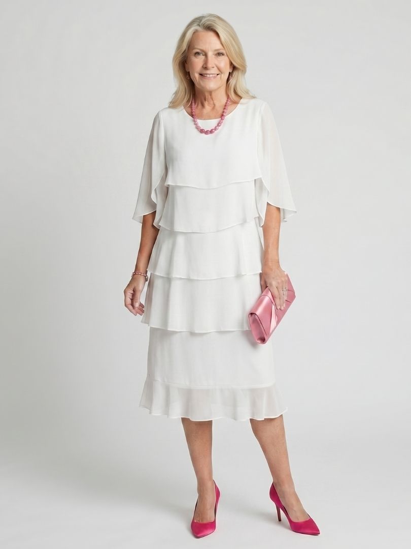 Tiered Flutter Sleeve Midi Dress