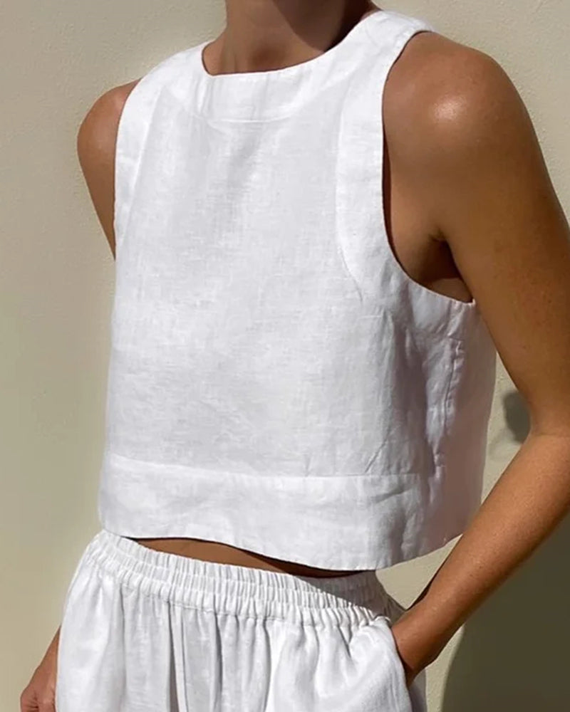 Conjunto de crop top y pantalones de pierna ancha