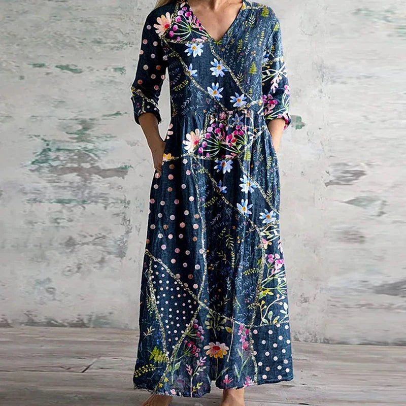 Retro Floral Maxi Dress