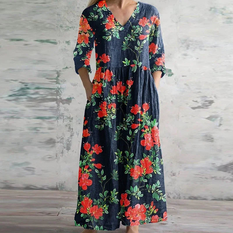 Retro Floral Maxi Dress