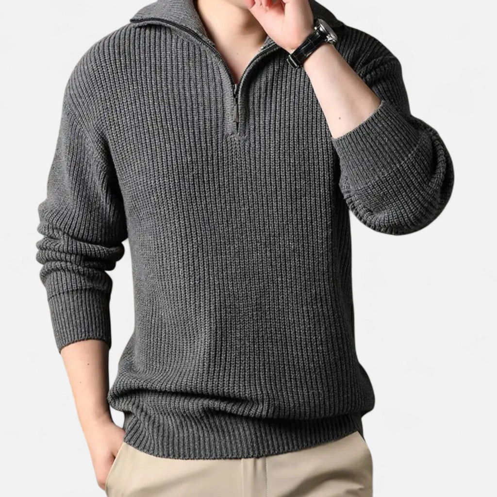 Maglione da uomo in misto lana con mezza cerniera
