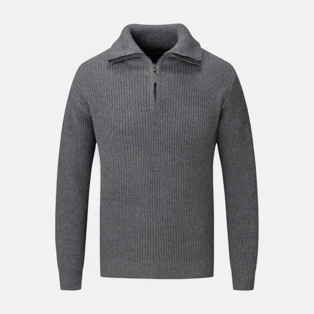 Maglione da uomo in misto lana con mezza cerniera