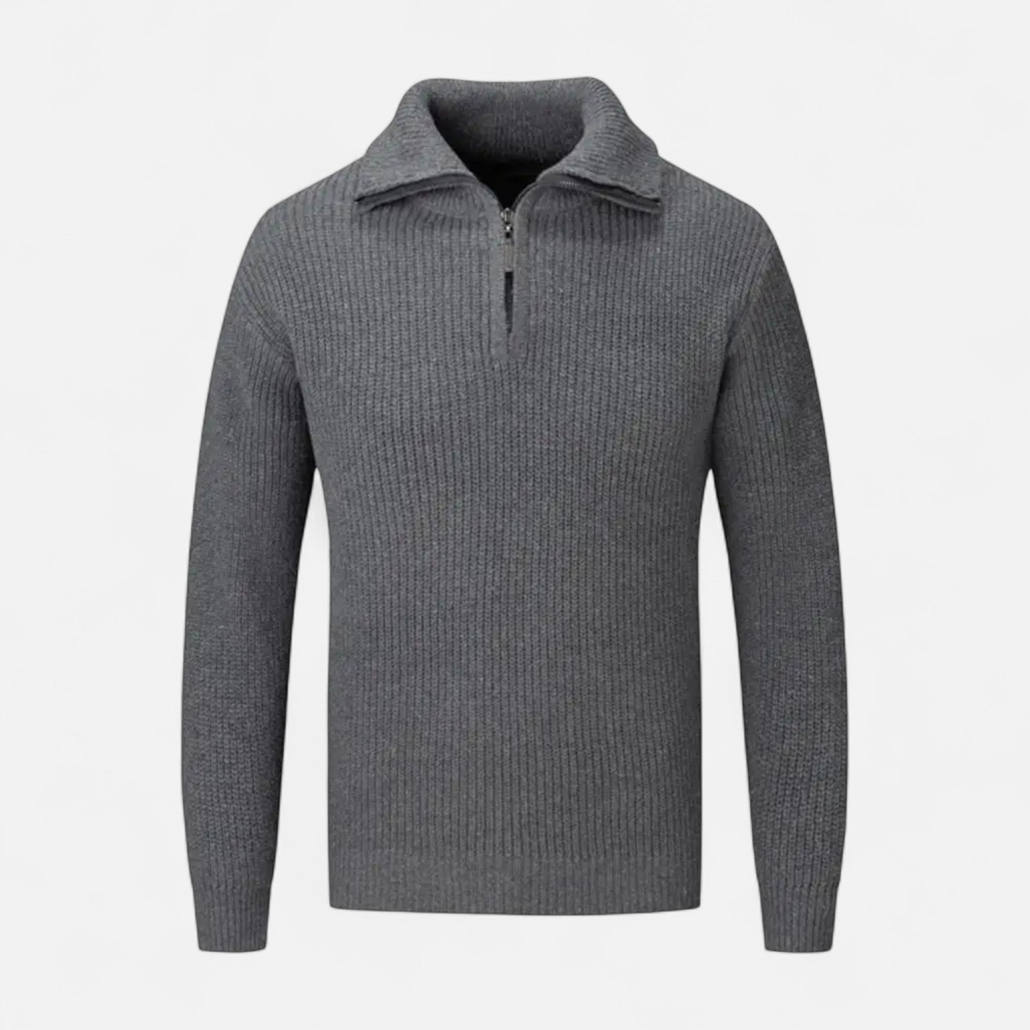 Maglione da uomo in misto lana con mezza cerniera