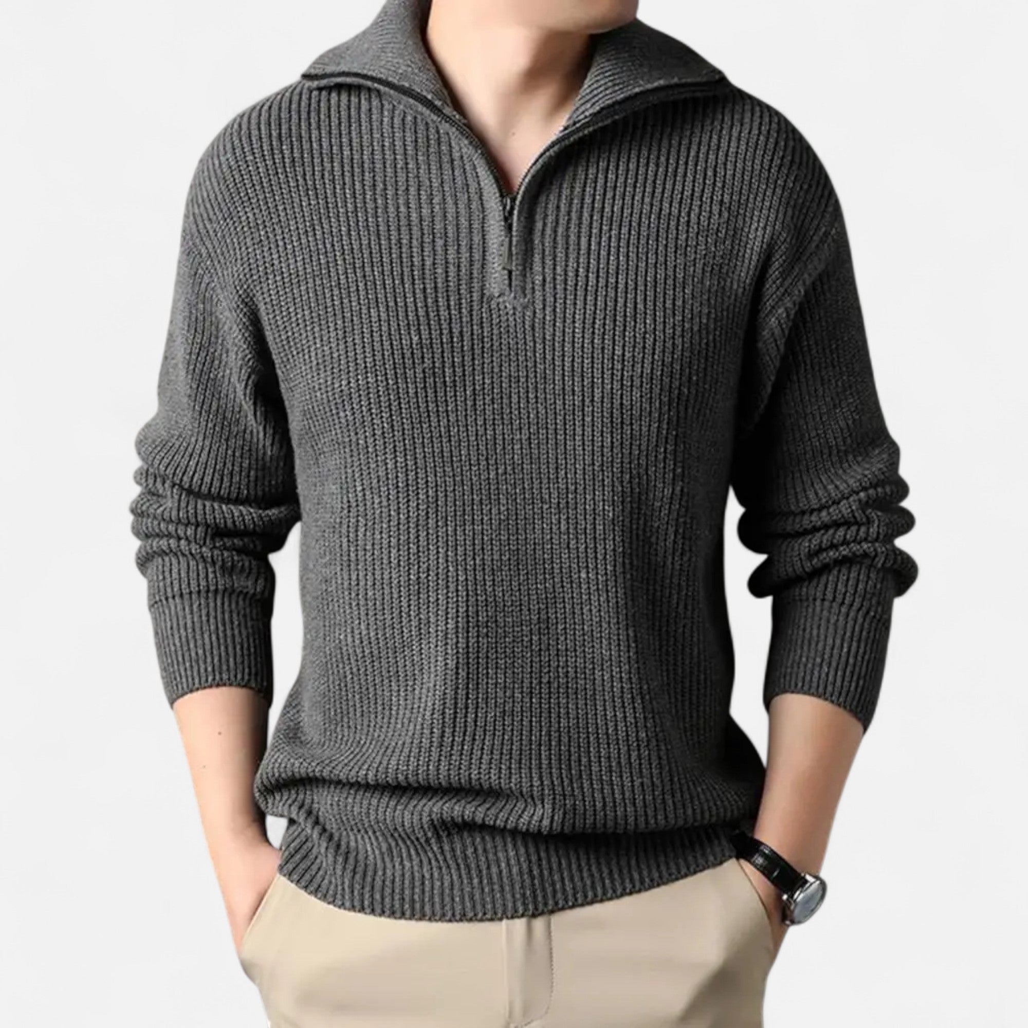 Men's Wool-Blend Half-Zip Sweater
