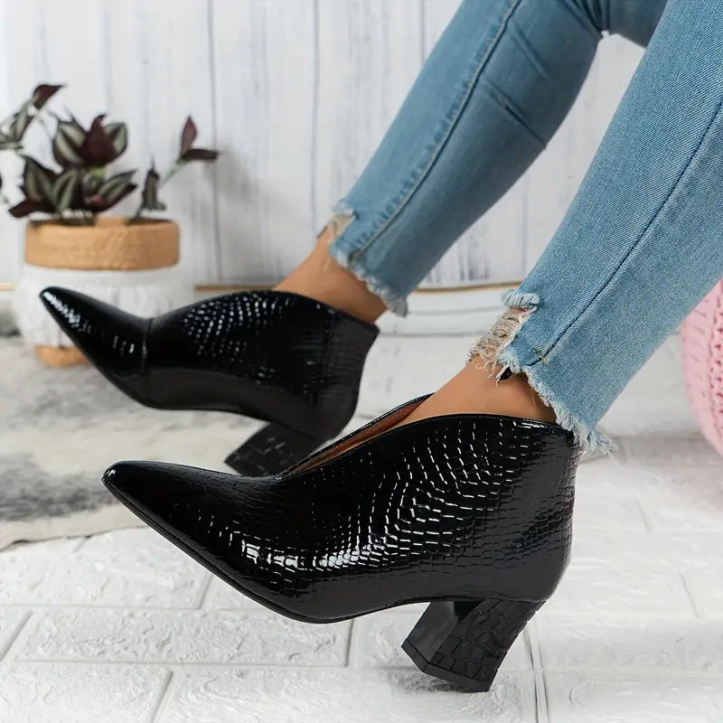 Botines con tacón de bloque texturizado