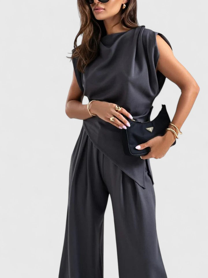 Draped Wide-Leg Occasion Set