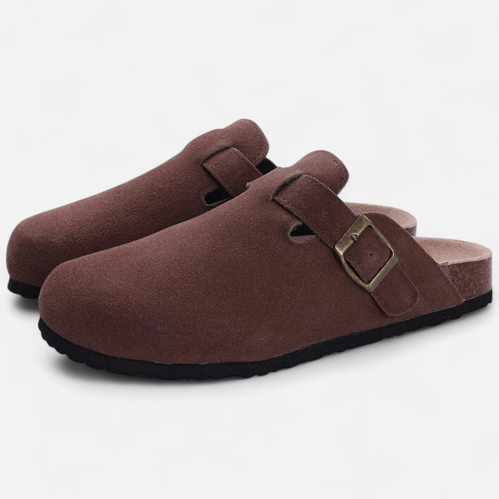 Zuecos de ante para hombre, modernos, para uso en casa, tipo mocasín sin cordones, ropa cómoda para estar en casa