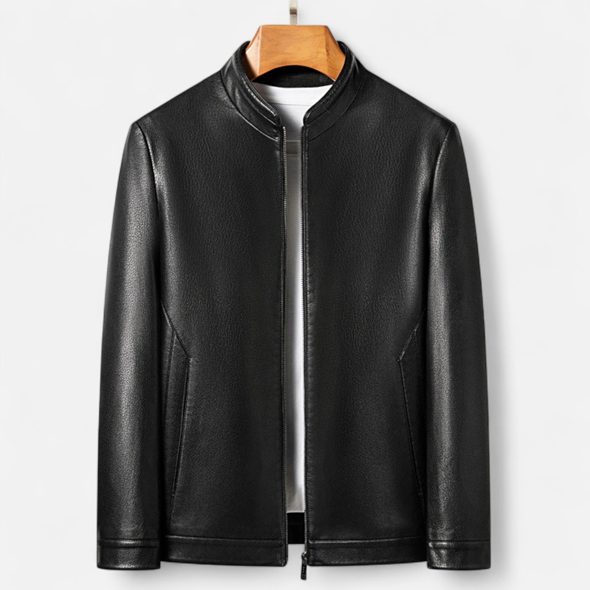 Men's PU Leather Stand Collar Jacket