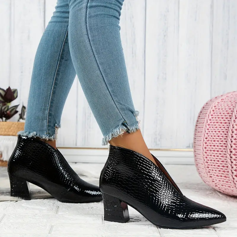 Botines con tacón de bloque texturizado